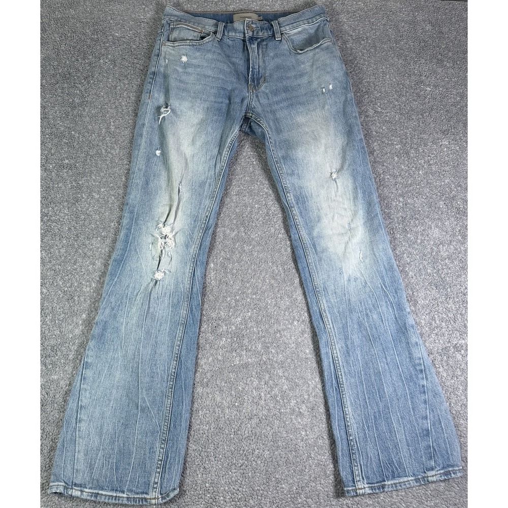 HUDSON Walker Resort Light Denim Distressed Flared Leg Jeans Men's Size 32x33